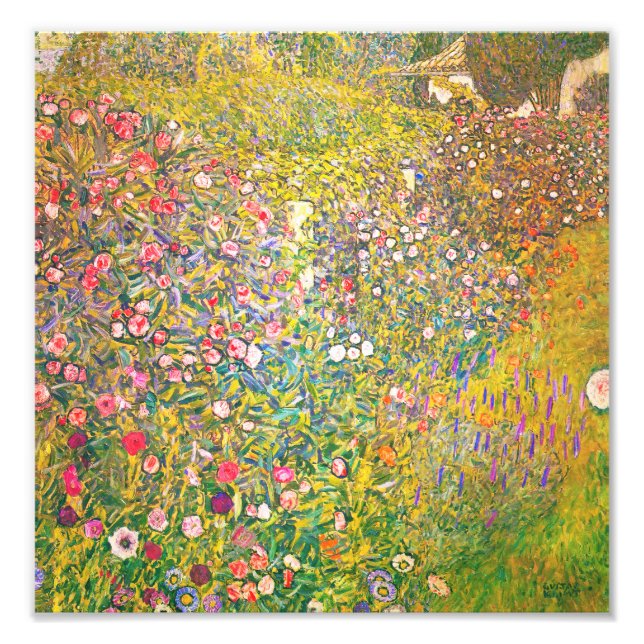 Foto Impresión de flores rosas Gustav Klimt (Frente)