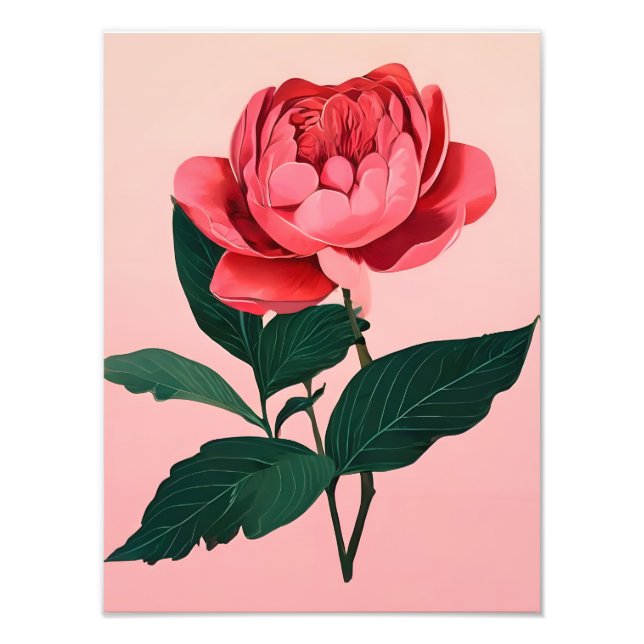 Foto Impresión de línea rosa rosa minimalista (Frente)