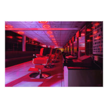 Impresión de pintura digital de barbería neon