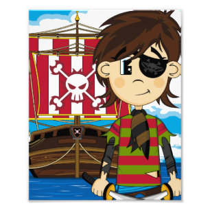 Foto impresión de pirata y barco lindo