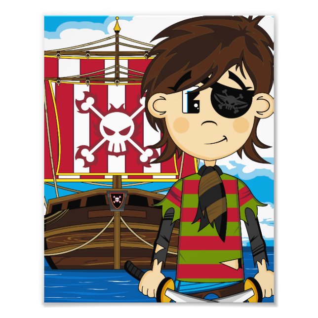 Foto impresión de pirata y barco lindo (Frente)