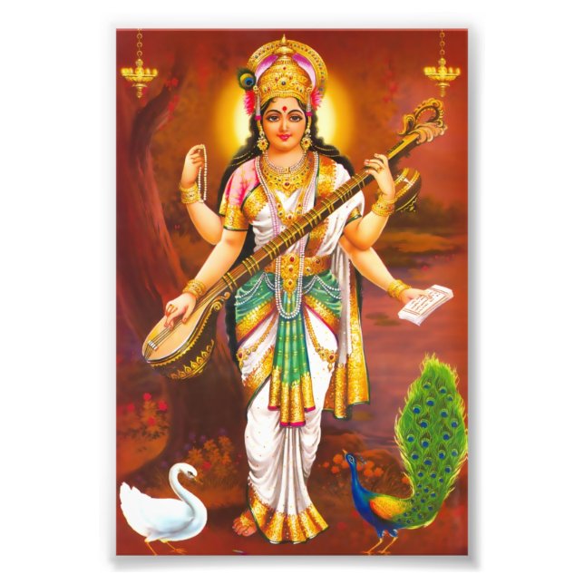 Foto Impresión de Saraswati (4" x 6") - Versión 2 (Frente)
