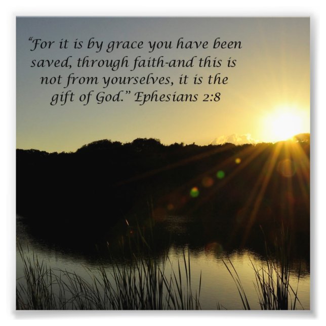 Foto Impresión de Sunrise Over Water Grace Ephesian 2:8 (Frente)
