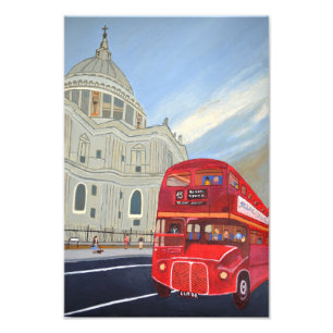 Foto Impresión del autobús rojo de Londres y la catedra