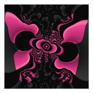 Foto Impresión fractal de mariposa negra y rosa