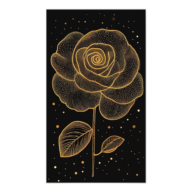 Foto 🌹 Impresión mural con línea de rosa dorada con br (Frente)