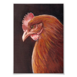 Foto Impresión roja del retrato del arte de la gallina