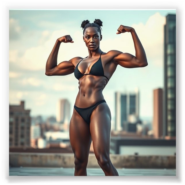 Foto Impresionante Modelo de Gimnasio Negro Músculos de (Frente)