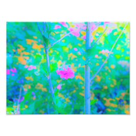 Foto Impresionante paisaje azul con flor rosa