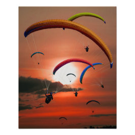 Foto Impresionante parapente de puesta de sol