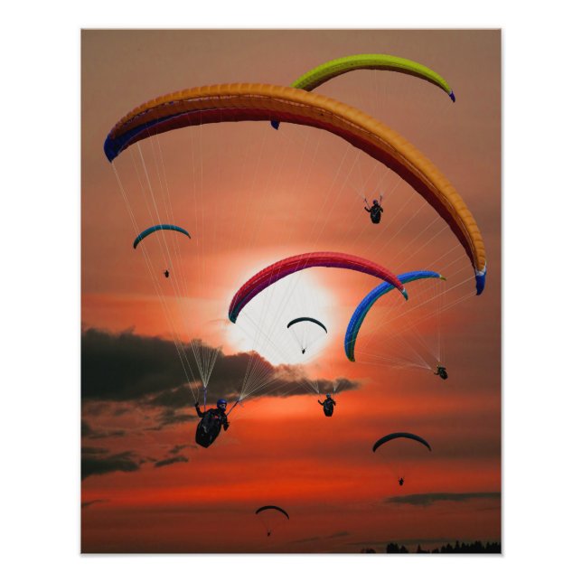 Foto Impresionante parapente de puesta de sol (Frente)