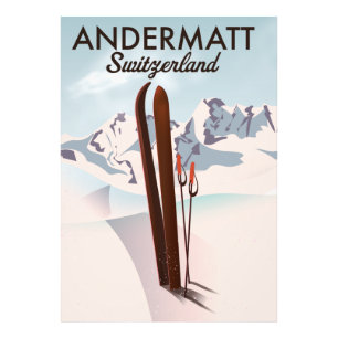 Foto Impreso de poster de esquí Andermatt Suiza.