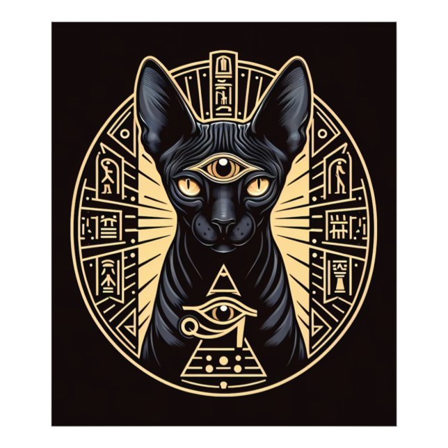Foto Imprimir Sfinx Cat Oro Mal Ojo Arte Egipto (Frente)