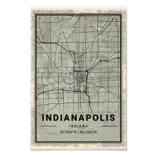 Foto Indianapolis indiana map print poster canvas