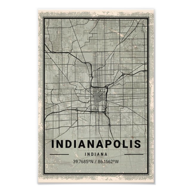 Foto Indianapolis indiana map print poster canvas (Frente)