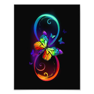 Foto Infinidad vibrante con mariposa arco iris sobre ne