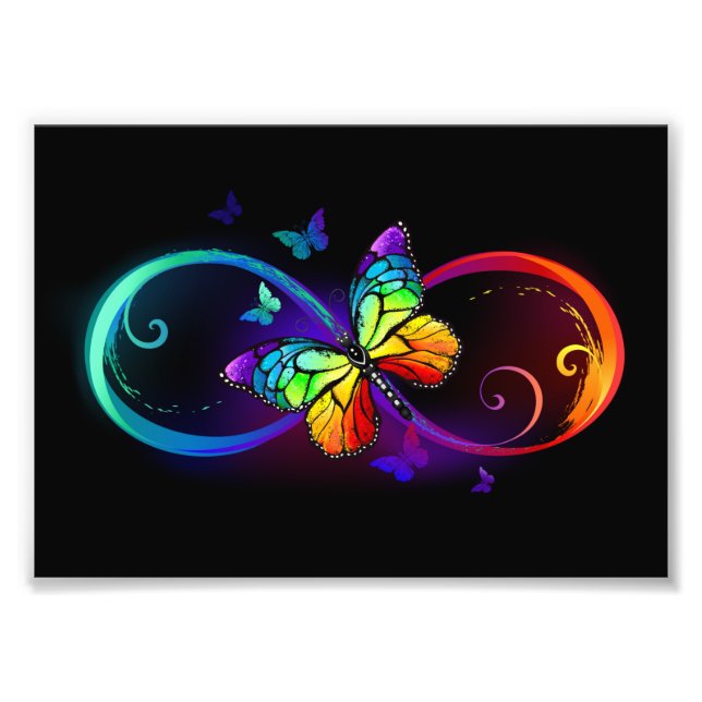 Foto Infinidad vibrante con mariposa arco iris sobre ne (Frente)