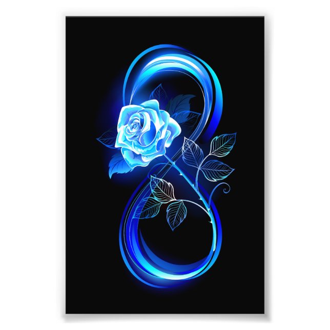 Foto Infinito brillante con rosa azul (Frente)