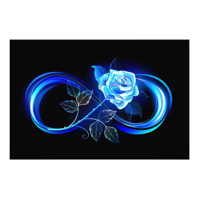 Foto Infinito brillante con rosa azul (Frente)