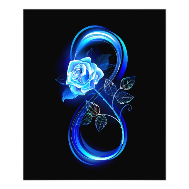 Foto Infinito brillante con rosa azul (Frente)