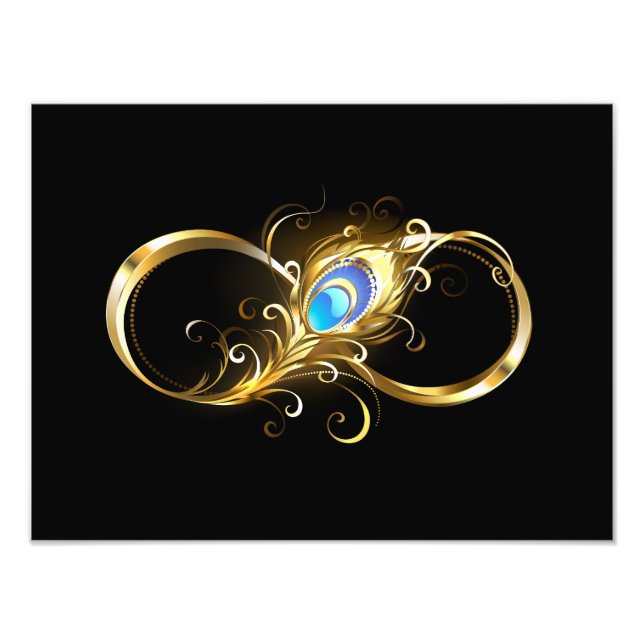 Foto Infinito con la pluma de pavo real dorado (Frente)