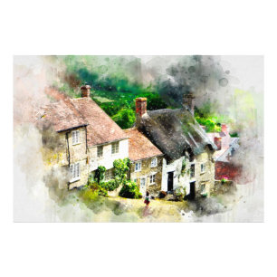 Foto Inglés, Inglaterra, pueblo, casas, campo, cabaña