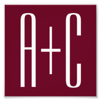 Iniciales de parejas simples | Blanco y Borgoña