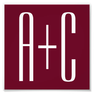 Foto Iniciales de parejas simples   Blanco y Borgoña