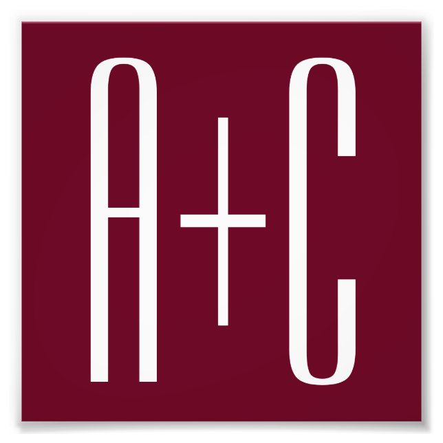 Foto Iniciales de parejas simples | Blanco y Borgoña (Frente)