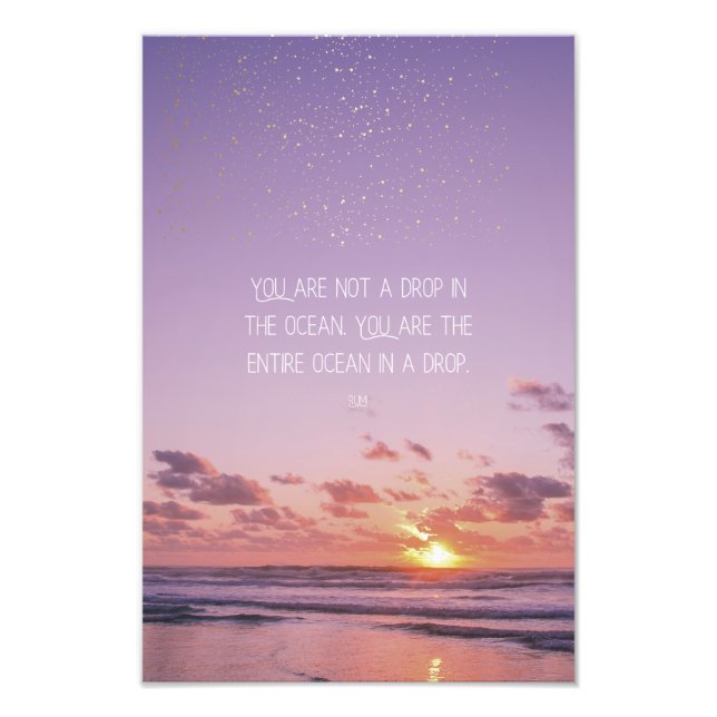 Foto Inspirational Motivational Rumi Quote Sunset Sea (Frente)
