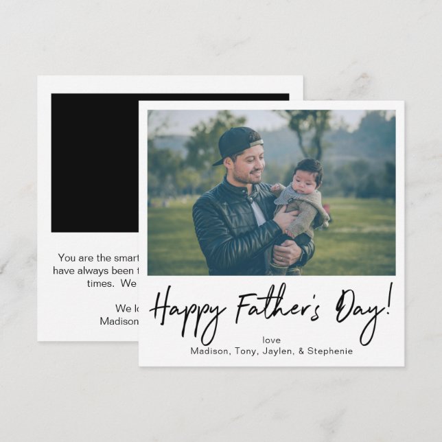 Foto instantánea: tarjeta del día del padre feliz (Anverso / Reverso)