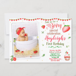 Foto Invitación a cumpleaños de Strawberry Berry