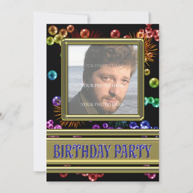 Foto Invitación a fiesta de cumpleaños con burbuja (Anverso)