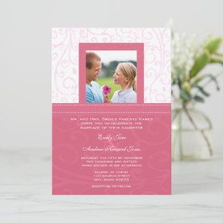 Foto Invitación a la boda Pink HoneySuckle Swirls