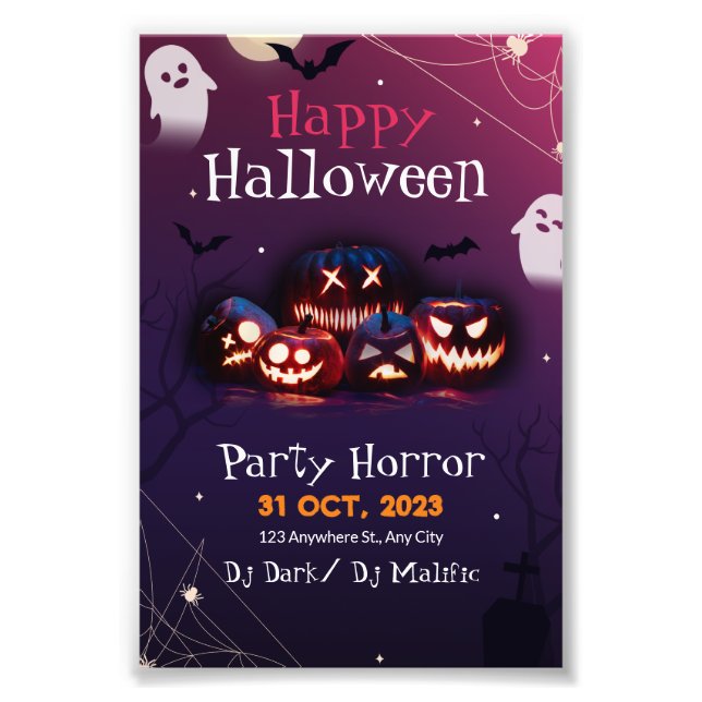 Foto Invitación a la fiesta de Halloween, Fiesta de ter (Frente)