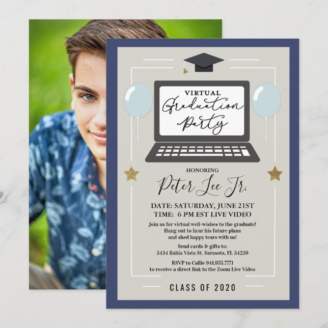 FOTO: Invitación a la fiesta virtual de graduación (Anverso / Reverso)