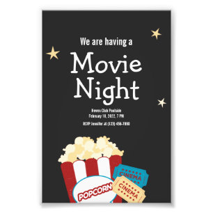 Foto Invitación a noche de cine vintage genial con palo