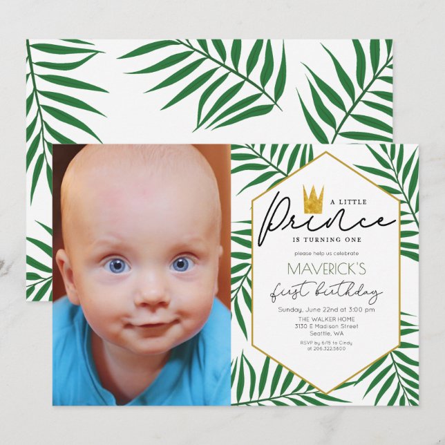 FOTO - Invitación al 1er Cumpleaños del Principito (Anverso / Reverso)