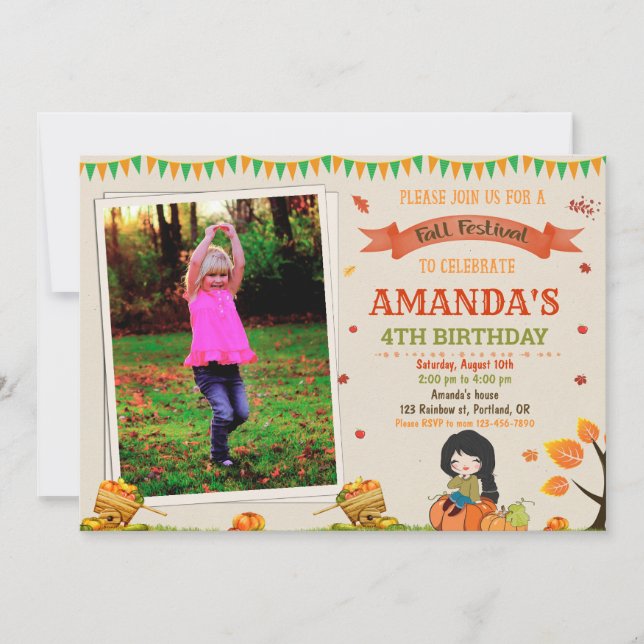 Foto Invitación al cumpleaños otoño Festival de ot (Anverso)