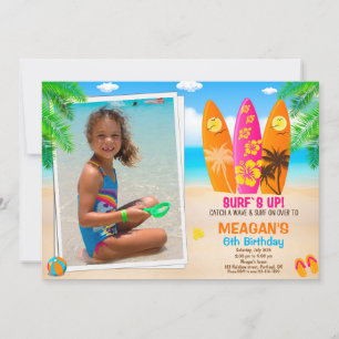 Foto Invitación al cumpleaños Surfs up fiesta