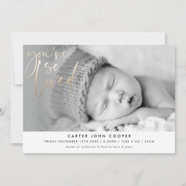 FOTO INVITACIÓN de BEBÉS que te encanta el oro. (Anverso)