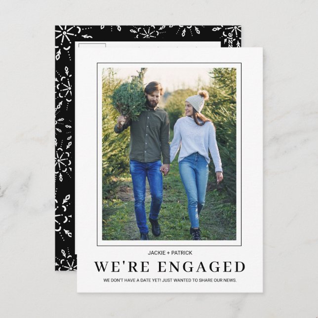 FOTO Invitación de compromiso de invierno con copo (Anverso / Reverso)