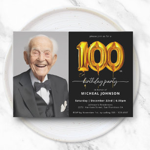 Foto Invitación de cumpleaños 100 de Black Gold