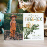 Foto Invitación de cumpleaños de dinosaurios tripl<br><div class="desc">Invitación de cumpleaños de dinosaurios triples. Por favor,  envíeme un mensaje si desea otra edad en la invitación. ¡Listo para ser personalizado por usted!</div>