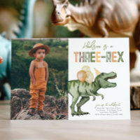 Foto Invitación de cumpleaños de dinosaurios tripl