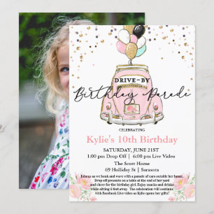 FOTO - Invitación de cumpleaños de paso en coche