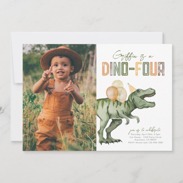 Foto Invitación de cumpleaños Dino-Four (Anverso)