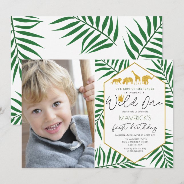 FOTO - Invitación de cumpleaños número uno de Wild (Anverso / Reverso)