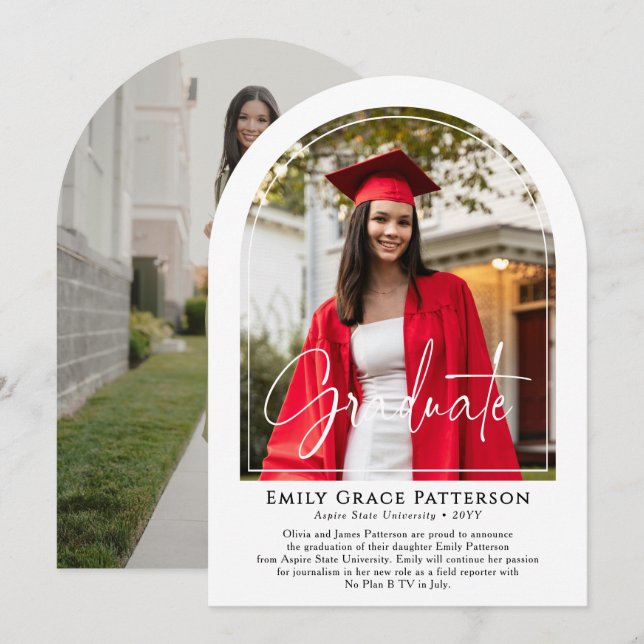 Foto: Invitación de graduación de escritura de arc (Anverso / Reverso)