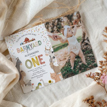 Foto Invitación de primer cumpleaños de Barnyard F